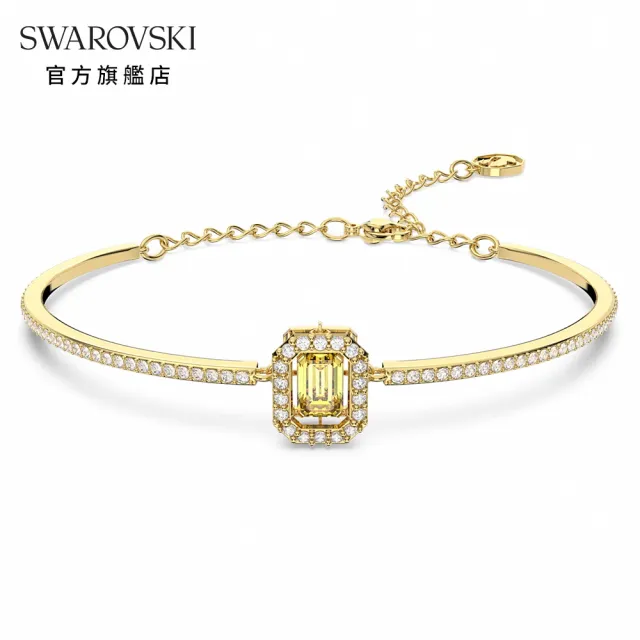 【SWAROVSKI 官方直營】Millenia 手鐲 八角形切割 黃色 鍍金色調 交換禮物