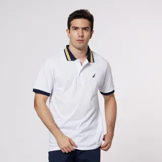 【NAUTICA】男裝 素面休閒短袖POLO衫(白色)