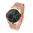【Calvin Klein 凱文克萊】minimal系列 大CK 玫瑰金殼 簡約米蘭帶腕錶 【贈無限手鍊】母親節(K3M21621)
