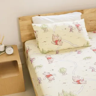 【Norns】小熊維尼100%天絲單人床包枕套組(吸濕排汗 寢具 含床包*1 枕套*1)