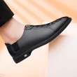 【ANSEL】真皮樂福鞋 拼接樂福鞋/真皮鱷魚皮紋拼接設計雅痞樂福鞋-男鞋(黑)