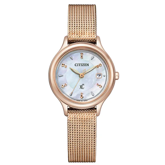 【CITIZEN 星辰】XC 亞洲限定推薦款白蝶貝米蘭帶光動能女錶/28mm 父親節 (EW2635-54X)
