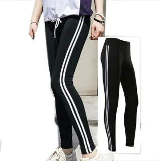 【泳衣果】泳衣漾春拼色白邊緊身單長褲浮淺褲