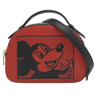 【COACH】限定迪士尼聯名款 撞色米奇雙層手提兩用包(紅/黑)