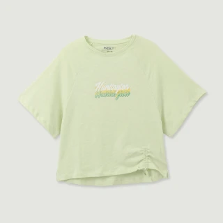 【Hang Ten】女裝-純棉霓虹招牌印花短袖T恤(淺綠)
