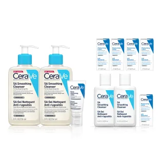 【CeraVe 適樂膚】臉部煥膚入門組★水楊酸煥膚淨嫩潔膚露 236ml x2+全效超級修護乳 52ml x1(粗糙顆粒救星)