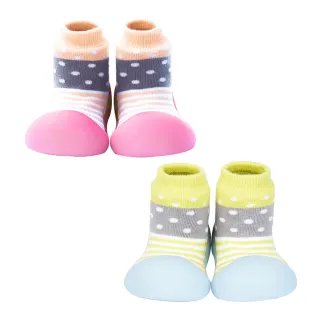 【BigToes】變色幼兒襪型學步鞋-酪梨沙拉 水蜜桃派(防滑嬰兒鞋 寶寶襪鞋 防滑膠底鞋)