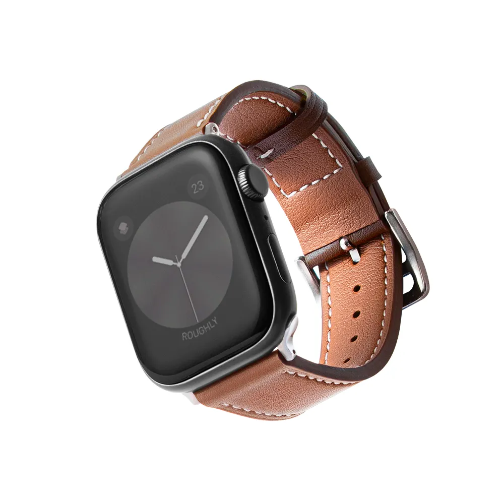 【B. leather】Apple Watch 錶帶 9/8/7/6/5/4/3/2/1 質感美學皮革錶帶 適用蘋果手錶(皮革棕)