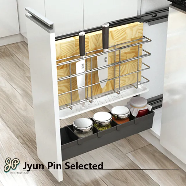 【Jyun Pin 駿品裝修】JAS砧板刀架塑盒款FA220G2LB(鋼珠緩衝滑軌)