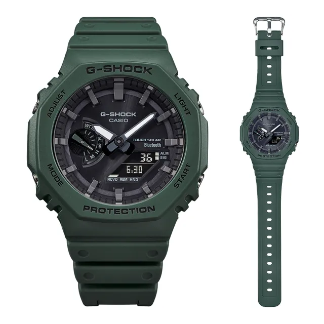 【CASIO 卡西歐】G-SHOCK 藍牙 太陽能 八角防護構造雙顯手錶 畢業 禮物(GA-B2100-3A/速)