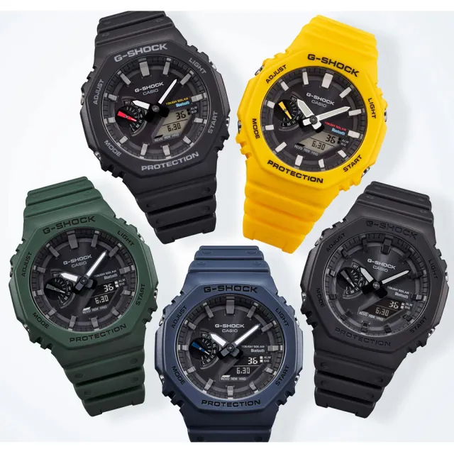 【CASIO 卡西歐】G-SHOCK 藍牙 太陽能 八角防護構造雙顯手錶 禮物 開學(GA-B2100-3A/速)