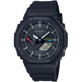 【CASIO 卡西歐】G-SHOCK 藍牙 太陽能 八角防護構造雙顯手錶 情人節 禮物(GA-B2100-1A/速)