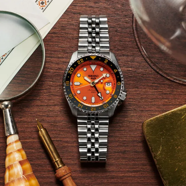 【SEIKO 精工】5 Sports經典SKX GMT 不鏽鋼帶 黑水鬼款(三款可選 綜合賣場 均一價)618年中慶
