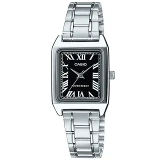 【CASIO 卡西歐】卡西歐石英方形鋼帶女錶-黑色(LTP-V007D-1B 全配盒裝)