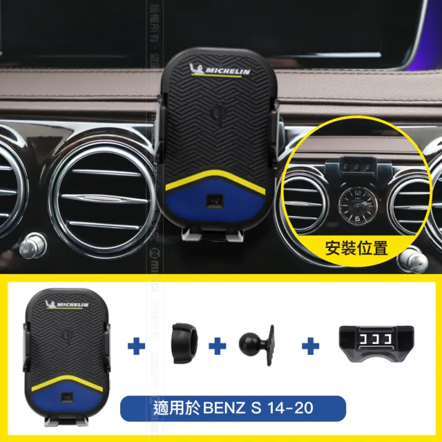 【Michelin 米其林】Qi 智能充電紅外線自動開合手機架 ML99(BENZ 賓士 S 系列 2014-2020)