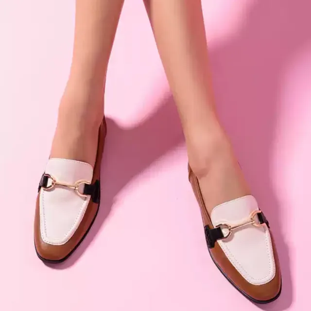 【STEVE MADDEN】CARRINE 真皮馬銜釦樂福鞋(拼接棕)