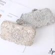 【Jpqueen】冰晶鑲鑽珍珠絲綢女用單肩手拿晚宴包(2色可選)