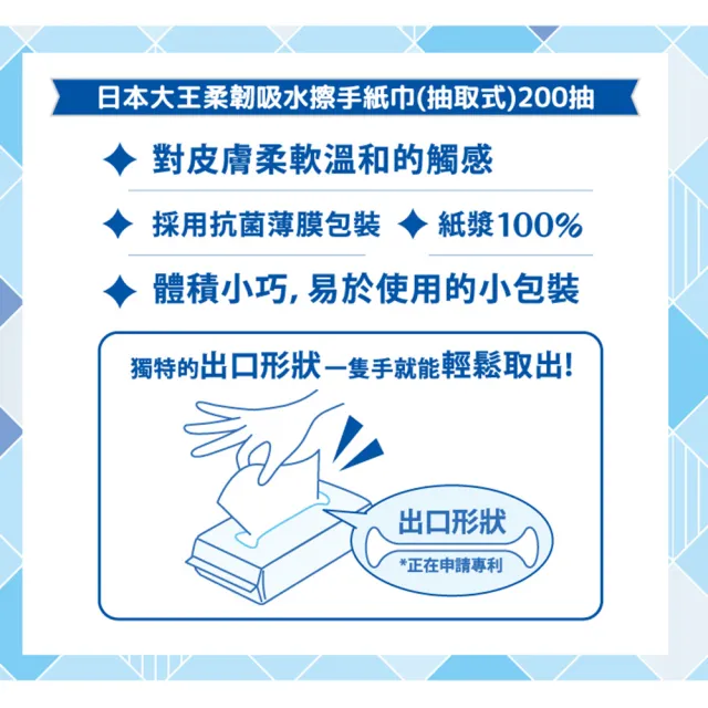 【日本大王】elleair 柔韌吸水擦手紙巾200抽X5包/串_抽取式(買2送1)