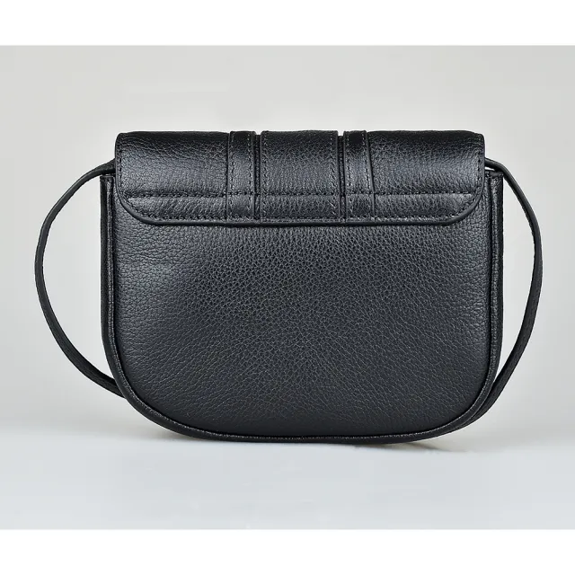 【See by Chloe’】SBC See by Chloe HANA壓印LOGO山羊皮圓環編織磁釦式斜背馬鞍包(黑)