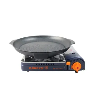【卡旺】雙安全卡式爐+韓國圓弧烤盤(K1-A002SD+R)