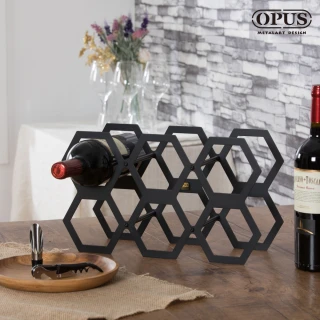 【OPUS 東齊金工】歐式鐵藝紅酒架 酒瓶架-風潮酒架 質感母親節禮物 (蜂巢/經典黑)