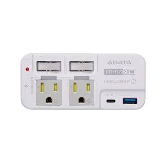 【ADATA 威剛】2開2插3P快充USB 轉接器 R-52PLC(#充電座 #轉接頭 #插座 #ADATA #威剛 #轉接器 #快充 #USB)