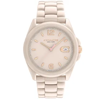 【COACH】官方授權經銷商 優雅質感陶瓷晶鑽手錶-36mm/奶茶色 母親節 禮物(14504065)