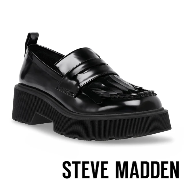 steve madden MARLEIGH 皮革流蘇厚底樂福鞋(黑色)