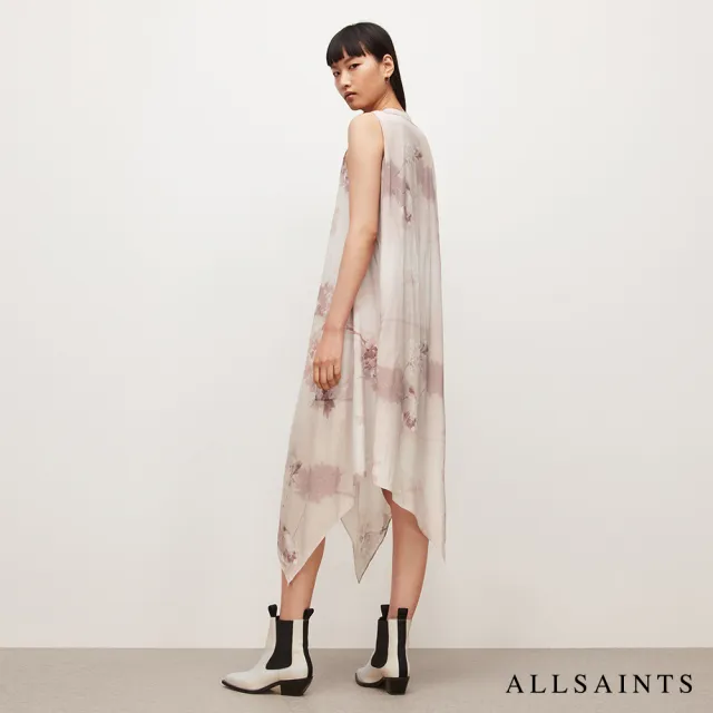 【ALLSAINTS】BLAZE UME 輕薄人造絲垂墜印花中長版洋裝 WD503W(常規版型)