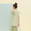 【Dailo】簡約連帽長版棉質-女短袖上衣 長版 藍 綠 米 駝(四色/魅力商品/版型適中)