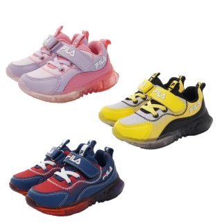 【童鞋520】FILA童鞋-電燈運動款(852W-551/066/321-粉/黑黃/紅藍16-22cm)