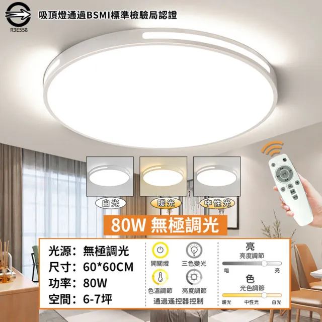【Ligk萊客】吸頂燈 80W超薄客廳燈 BSMI認證:R3E558(吸頂燈/led吸頂燈/客廳燈)
