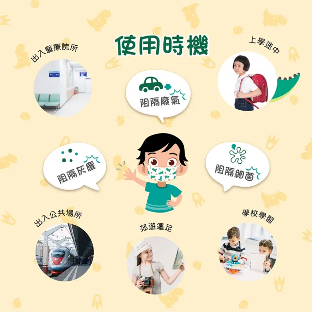 【康乃馨】平面兒童醫療口罩-恐龍/白兔(2盒組 50片/盒 SGS檢驗合格 開學 上學必備)