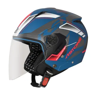 【ASTONE】RST-AQ9 輕量通風 3/4 半罩安全帽 可配戴藍芽耳機(消光藍紅)