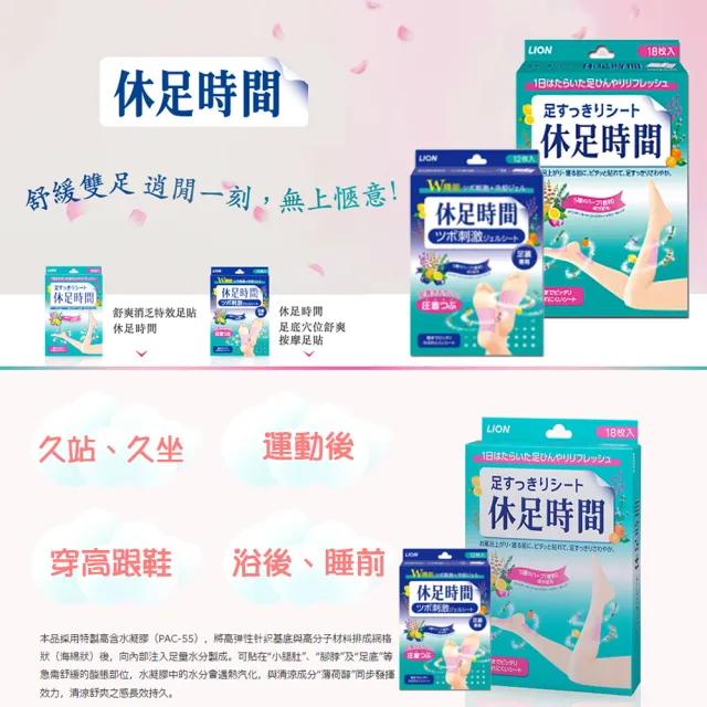 【LION 獅王】休足時間 清涼舒緩貼片18枚/入(兩入組)