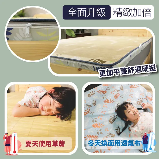 【BOSS BEDDING 小老闆寢具】雙人5尺冬夏兩用竹蓆收納床墊5公分(折疊床｜雙層床｜薄床墊｜宿舍床｜露營床)