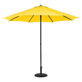 【TheLife 樂生活】嚴選 戶外大型加厚款防潑水防風折疊傘9尺-黃色(不含傘座)