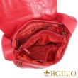 【Bgilio】義大利蠟感真牛皮特色五金釦翻蓋肩背包-紅色(1164.001-01)
