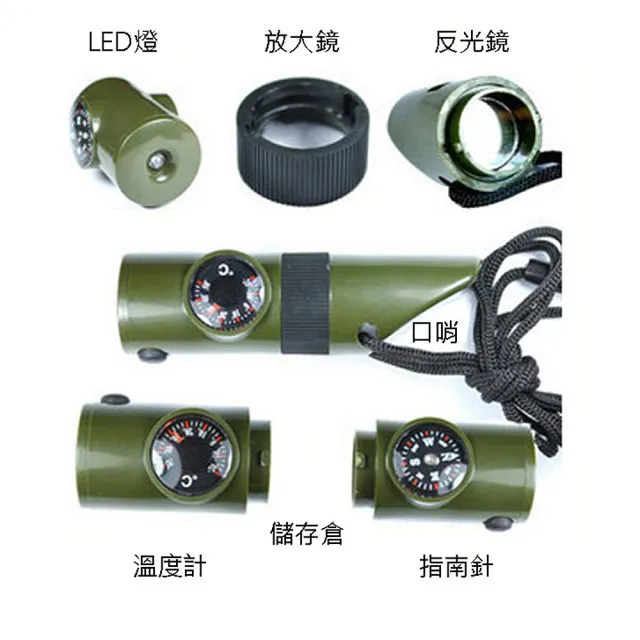 【E.City】多功能戶外7合1多功能緊急求生哨(2入)