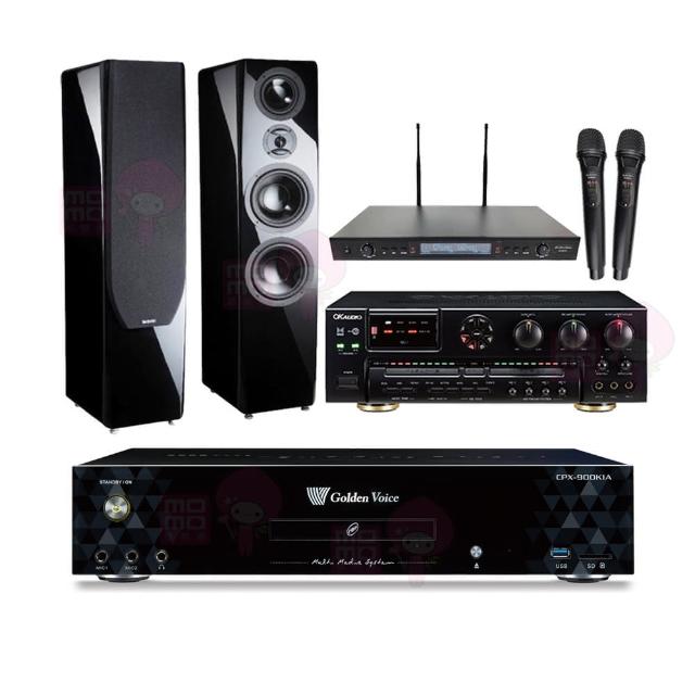 【金嗓】CPX-900 K1A+AK-7+SR-889PRO+KTF P-889 鋼烤版 黑(4TB點歌機+擴大機+無線麥克風+卡拉OK喇叭)