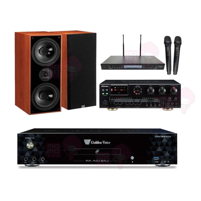 【金嗓】CPX-900 K1A+AK-7+SR-889PRO+DM-827木(4TB點歌機+擴大機+無線麥克風+喇叭)