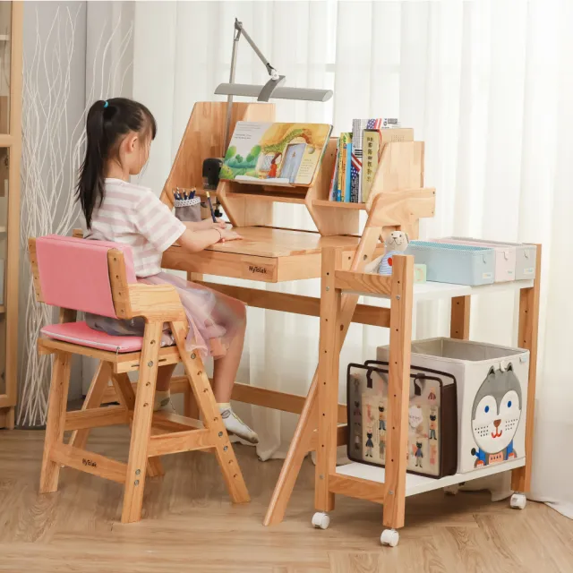 【MyTolek 童樂可】慕木桌乖寶寶學習組 書桌+學學椅(原木書桌椅 成長書桌椅)