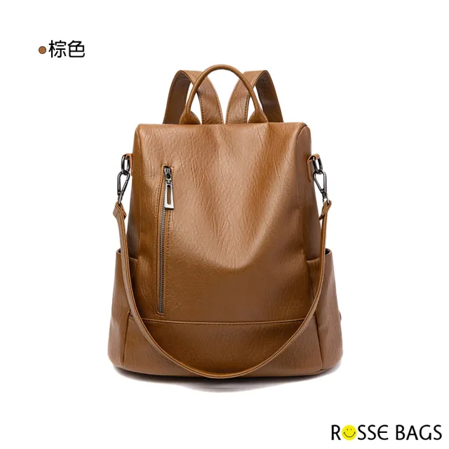 【Rosse Bags】韓版多功能軟皮防盜雙肩後背包(現+預  灰色 / 棕色 / 黑色)