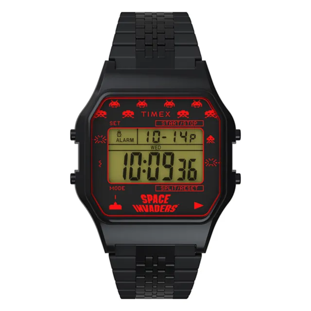 【TIMEX】天美時 x  T80 x Space Invaders 限量聯名電子錶(黑 TXTW2V30200)