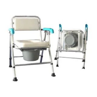 【海夫健康生活館】好家 機械椅 未滅菌 好家企業 1吋鋁合金 軟背軟墊 前抽式 前後折疊便椅(A122)