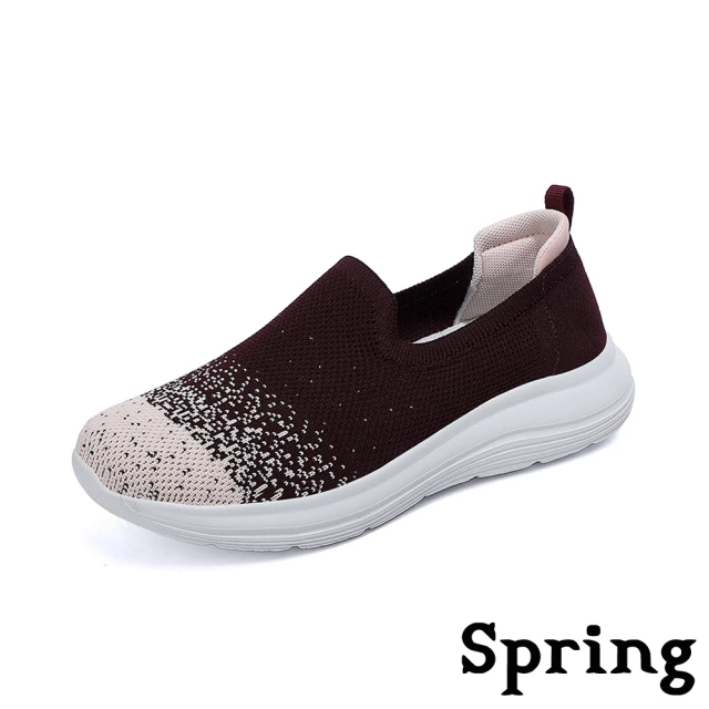 【SPRING】厚底休閒鞋/水沫飛織護跟設計舒適厚底休閒鞋(棕)