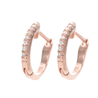 【DOLLY】0.10克拉 18K金輕珠寶玫瑰金鑽石耳環