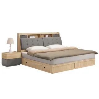 【WAKUHOME 瓦酷家具】Oliver時髦灰調6尺雙人加大A023-A15-05+06