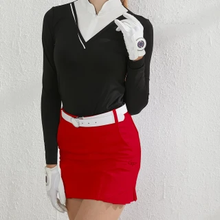【GoPlayer】出清特價 女彈性腰高爾夫褲裙-紅(高爾夫女裙 短裙 運動褲裙)