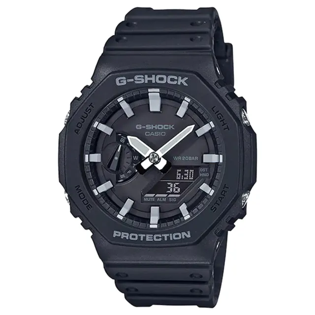 【CASIO 卡西歐】G-SHOCK  超人氣農家橡樹八角形錶殼設計 黑X白(GA-2100-1A)